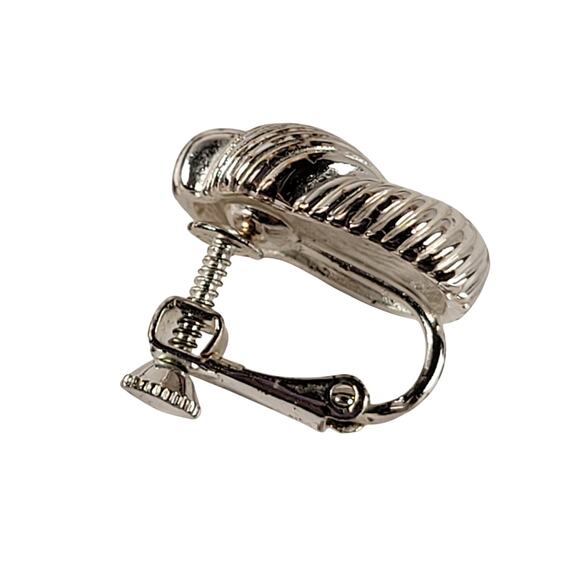 Vintage Silver Tone Knot Earrings Screw Back Clip on Adjustable Clip Retro - Picture 5 of 12